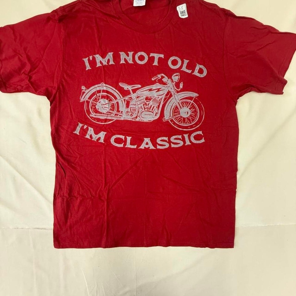 Red "I'm Not Old I'm Classic" motorcycle graphic tee